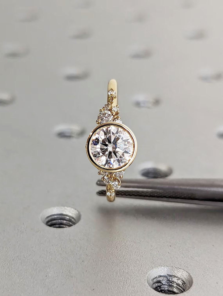 Bezel set 1 CT Round Engagement Ring | Round Cut Bezel Moissanite Ring | Unique Anniversary Gift For Her | Best Man Made Diamond and Moissanite Ring for Gift