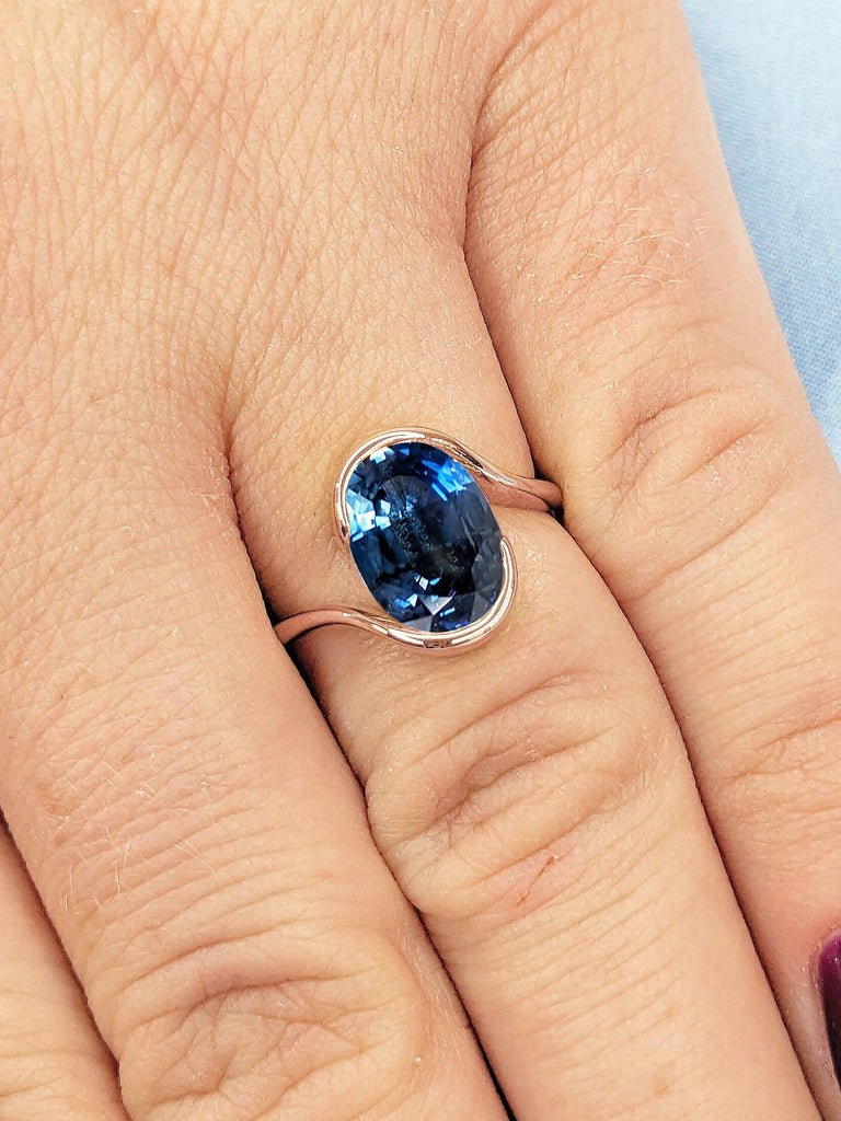 Eco Friendly Lab Sapphire Promise Ring for Her | Oval Solitaire Ring | 2CT Engagement Ring | September Birthstone Ring | Blue Gemstone