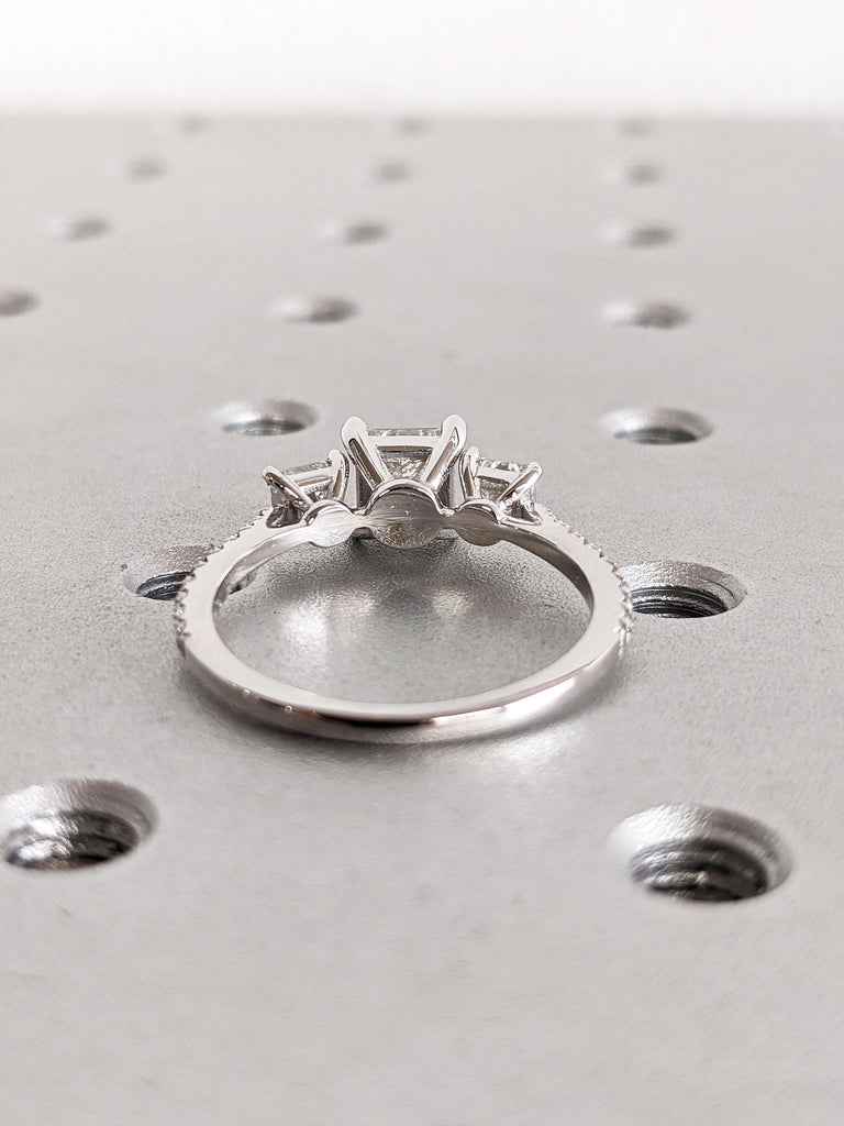 1ct, 2 Carat Lab Grown Diamond Princess Engagement Ring | 14K Solid Gold Promise Ring | Black Diamond Half Eternity Ring | Four-Prong Ring