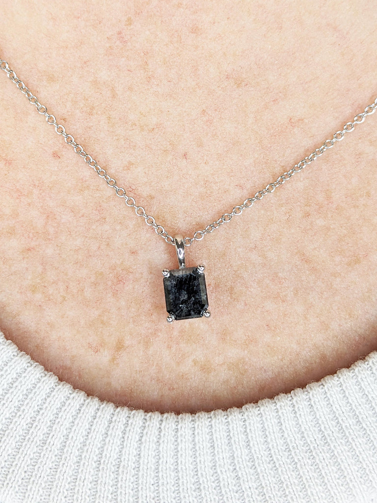 Salt and Pepper Diamond Pendant Necklace, 14k Gold Diamond Necklace Pendant, Unique Chain Necklace, Birthday Gift for Wife, Gold Necklace