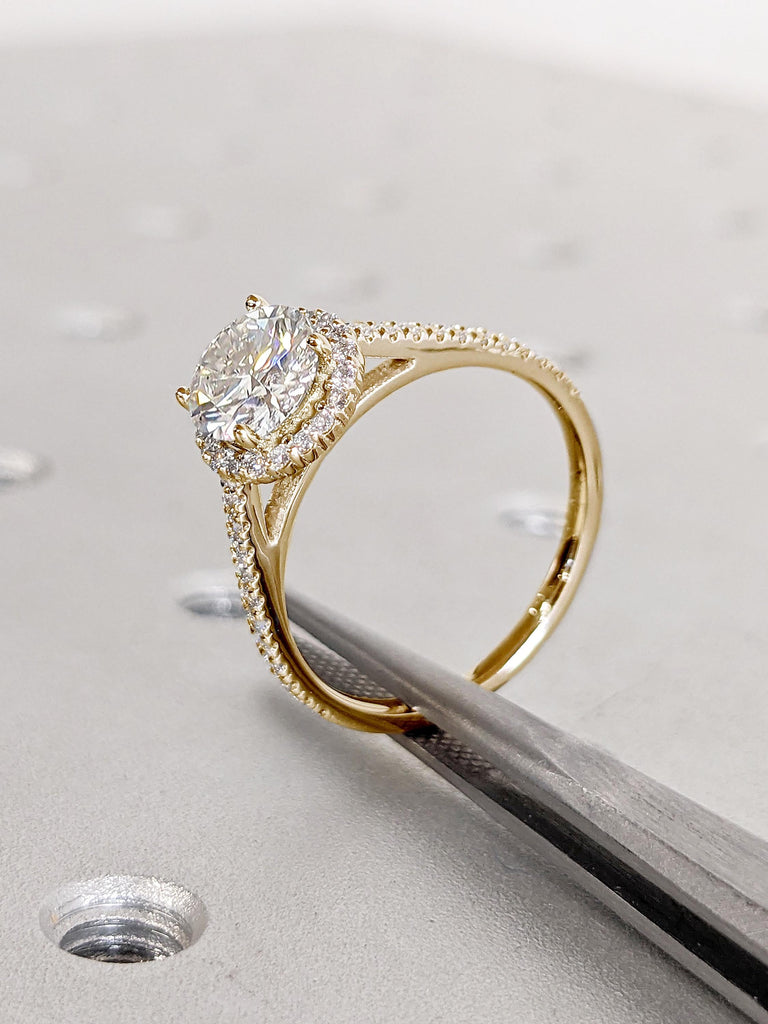 Comfort Fit Lab Grown Diamond Ring, 14k Gold Ring, Vintage Gold Ring, Personalized Ring, Round Lab Grown Engagement Ring, Half Eternity Ring