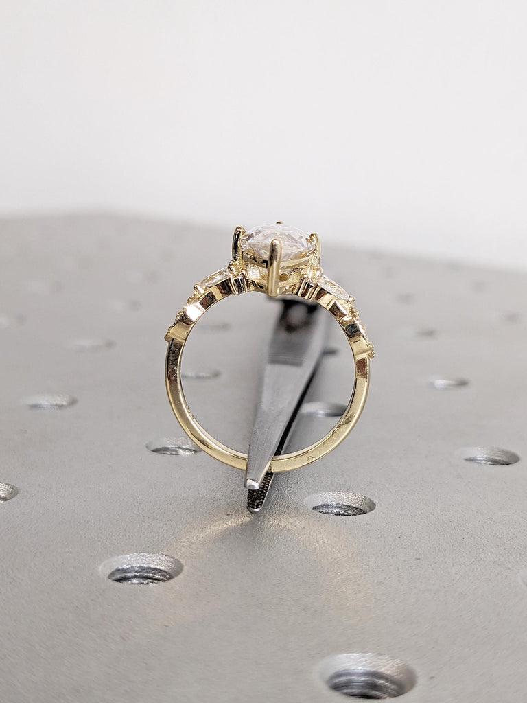 14k Solid Gold Engagement Ring, Personalized Statement Ring, 2.5ct Lab Grown Diamond Ring, Marquise Ring for Women, Unique Anniversary Rings