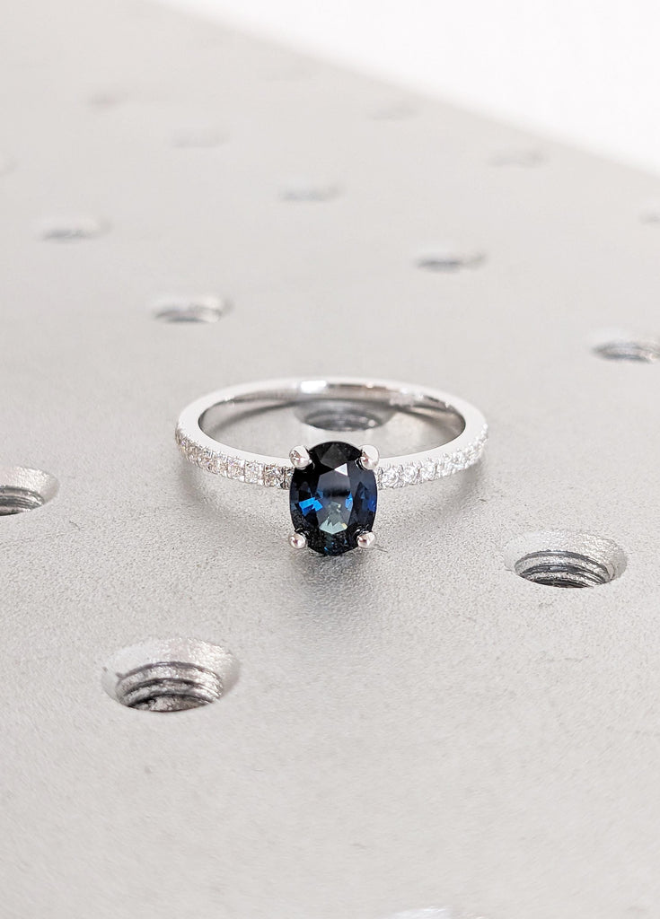 Teal Sapphire Engagement Ring