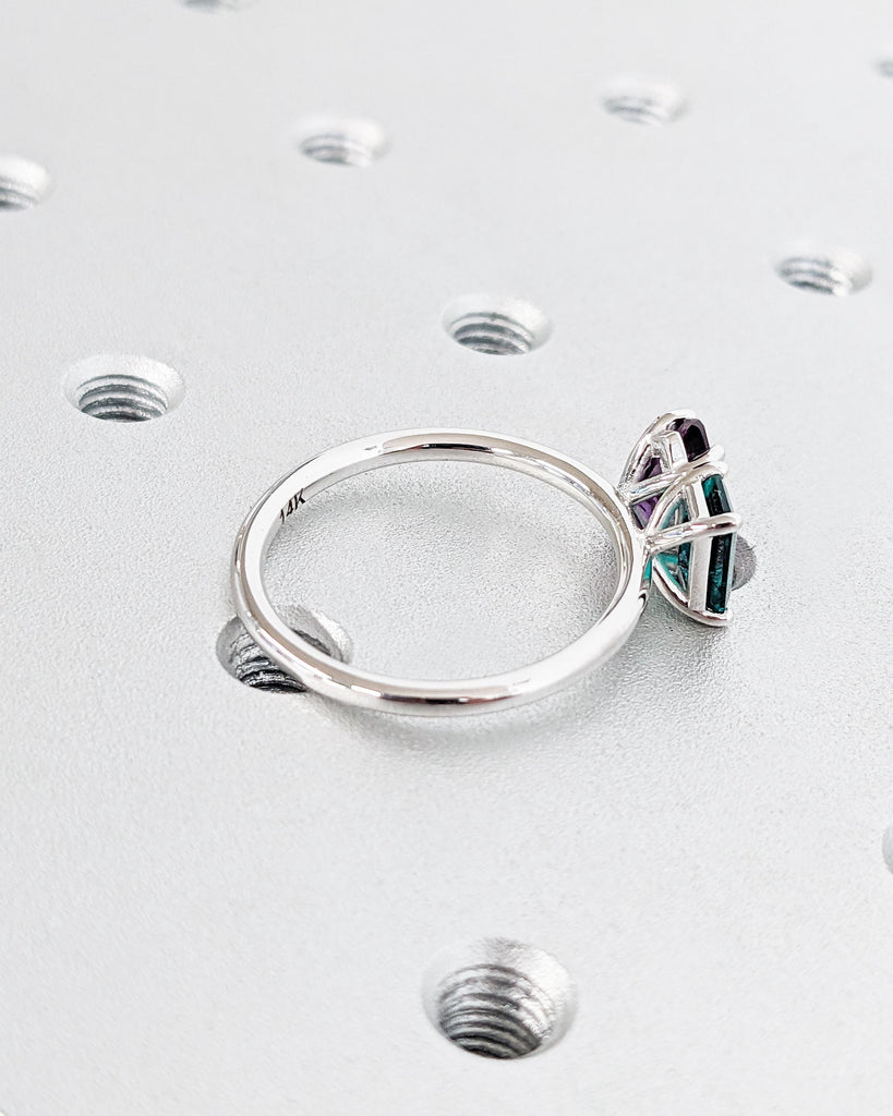 Toi et Moi Ring | Dual Birthstone Ring | Pear Emerald Toi et Moi Ring | Emerald & Alexandrite Wedding Ring | Solid Gold Ring | Gift For Her
