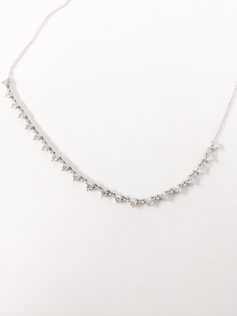 Floating Diamond Necklace for Women, 14k White Gold Necklace, Starstruck Diamond Necklace, Diamond Pendant, Gift for Her, Dainty Necklace