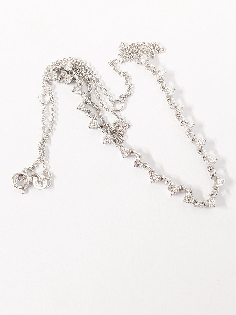 White Gold Chain Necklace | Diamond by the Yard Necklace | Anniversary Necklace | Diamond Jewelry | Necklace for Women | Unique Gift for Mum