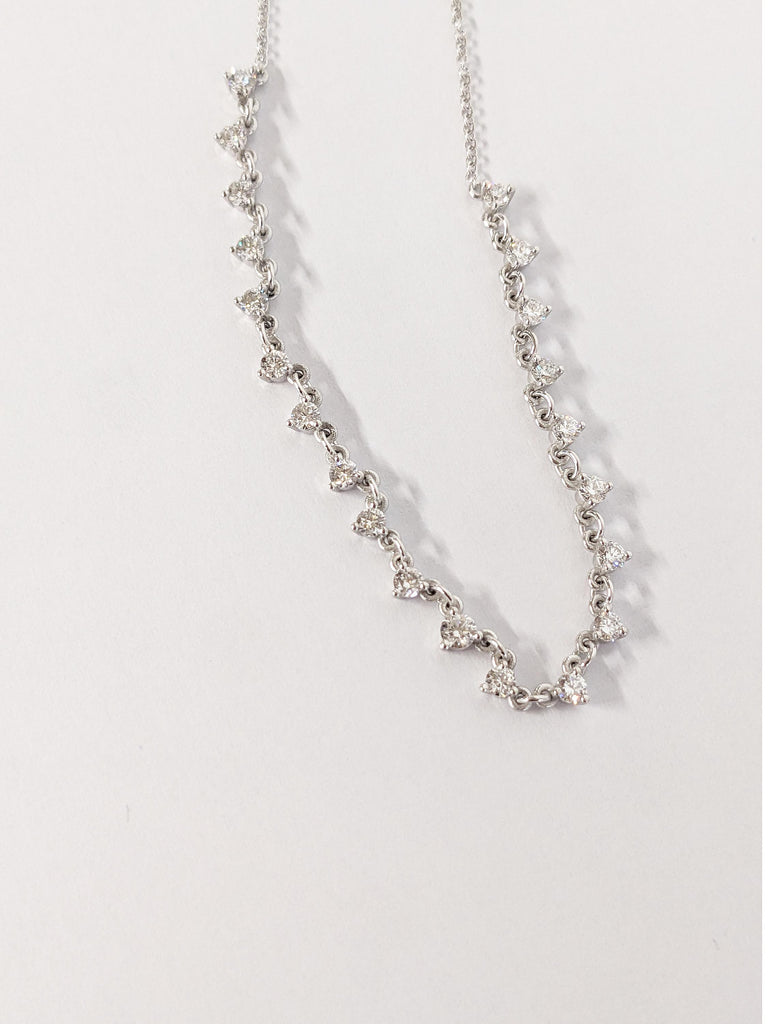 White Gold Chain Necklace | Diamond by the Yard Necklace | Anniversary Necklace | Diamond Jewelry | Necklace for Women | Unique Gift for Mum