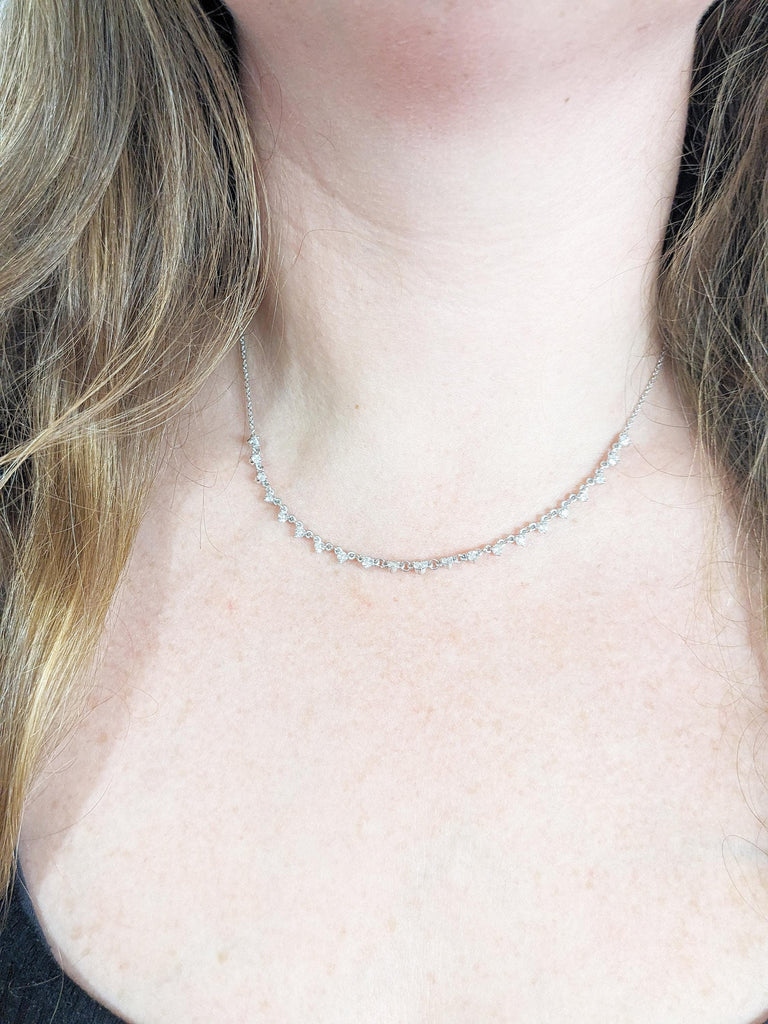 14k White Gold Moissanite Necklace | Dainty Gold Necklace | Anniversary Gift for Her | Everyday Necklace | Customized Necklace | Bridal Gift