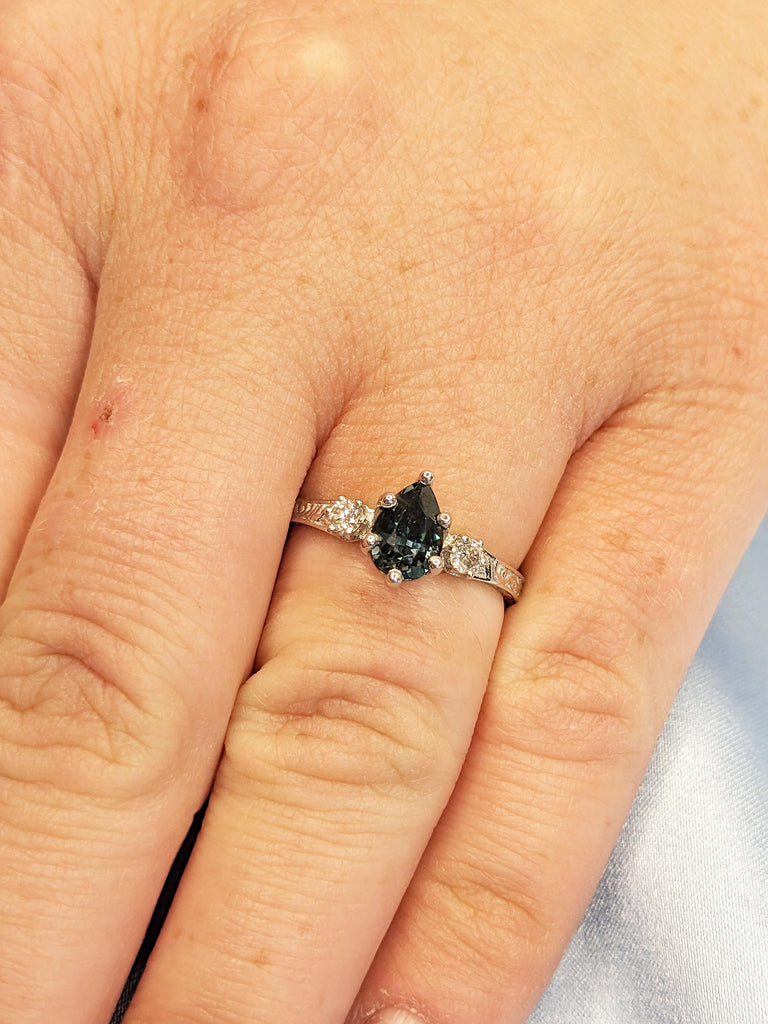 Unique Blue Green Sapphire Ring