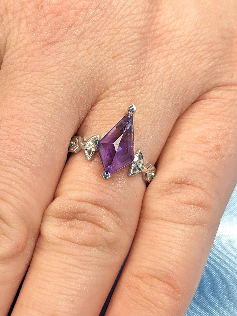 Natural Purple Amethyst February Birthstone Ring | Vintage Love Knot Engagement Ring | Solid Gold Promise Ring