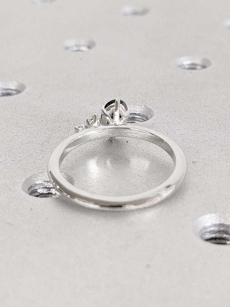 Oval Engagement Ring, 14k White Gold Ring