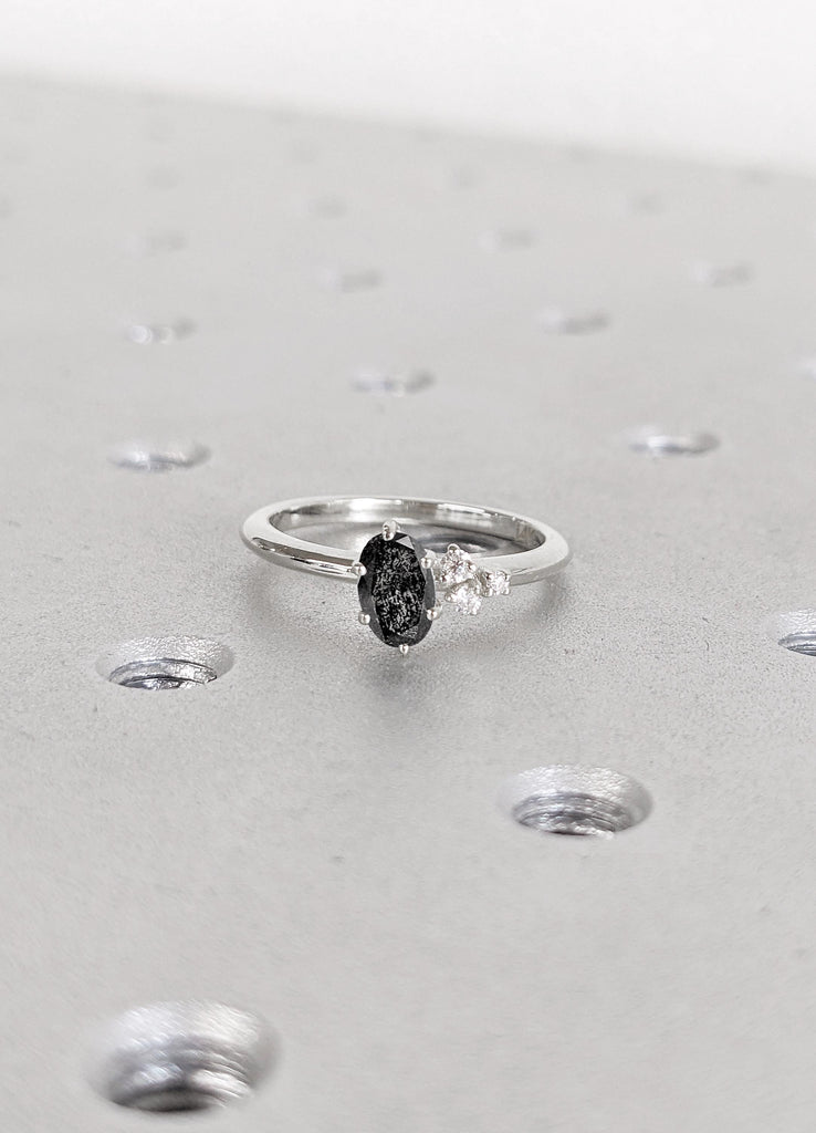 Salt and Pepper Diamond Engagement Ring