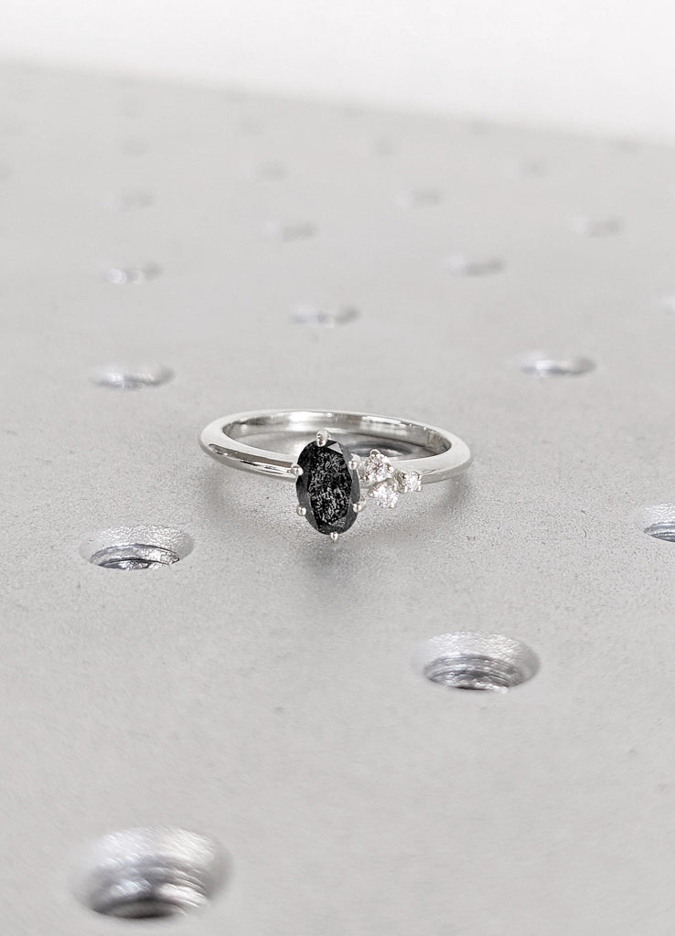 Salt and Pepper Diamond Engagement Ring