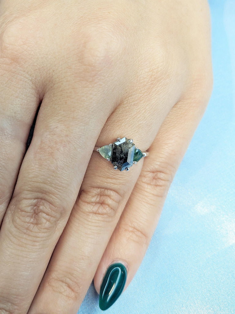 Salt and Pepper Diamond Engagement Ring