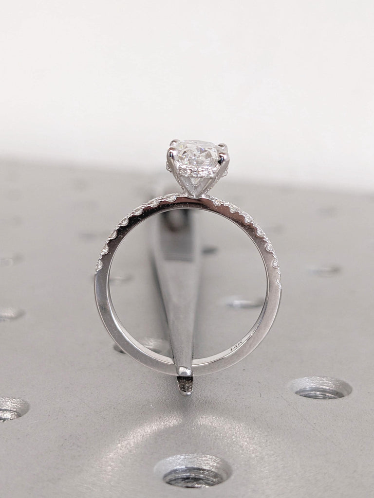 Oval Engagement Ring | Moissanite Rings for Women | Half Eternity Ring | 14k Gold Engagement Ring | Hidden Halo Ring | Unique Statement Ring