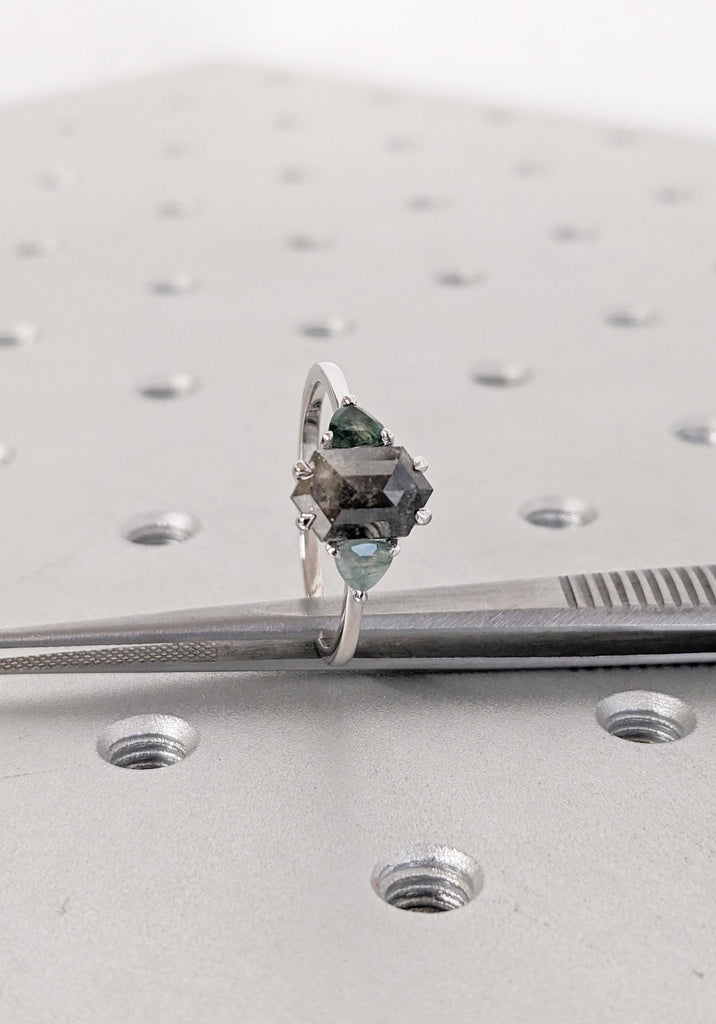 Art Deco Salt and Pepper Diamond Ring