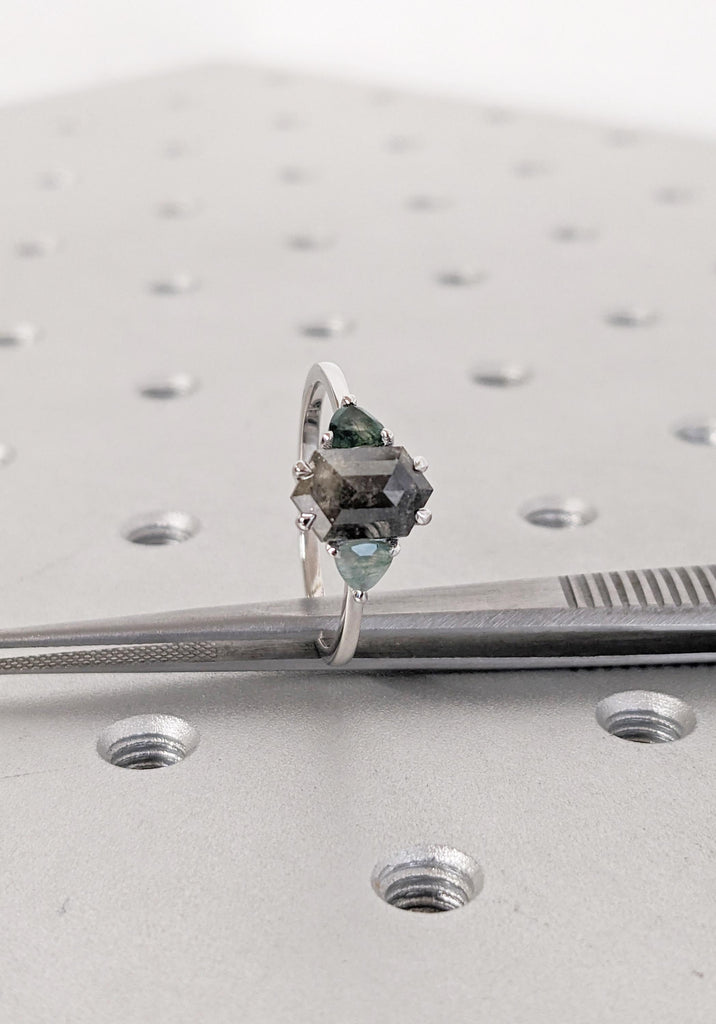 Art Deco Salt and Pepper Diamond Ring