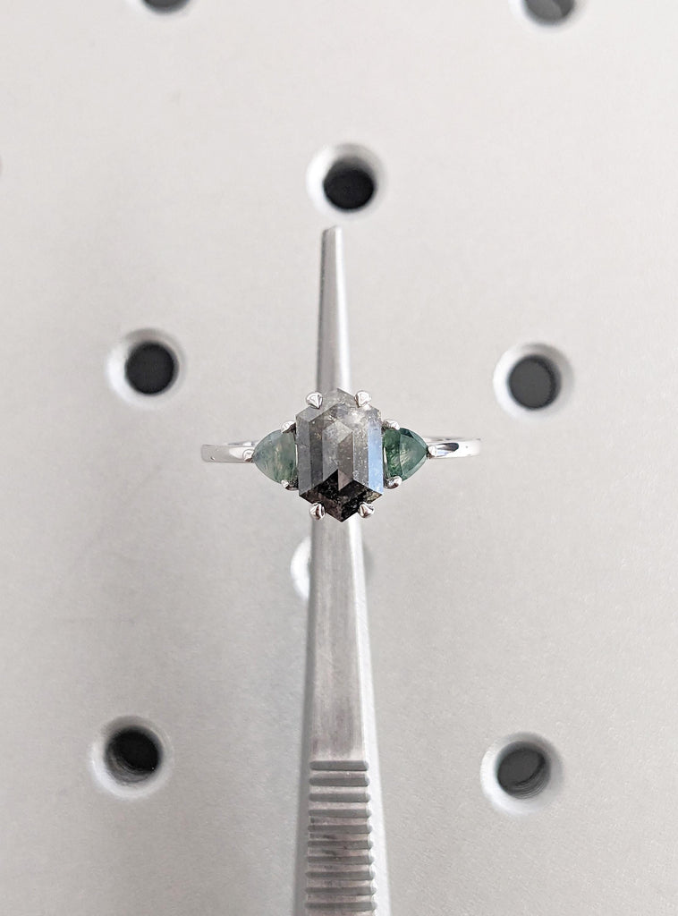 Hexagon Raw Diamond Ring