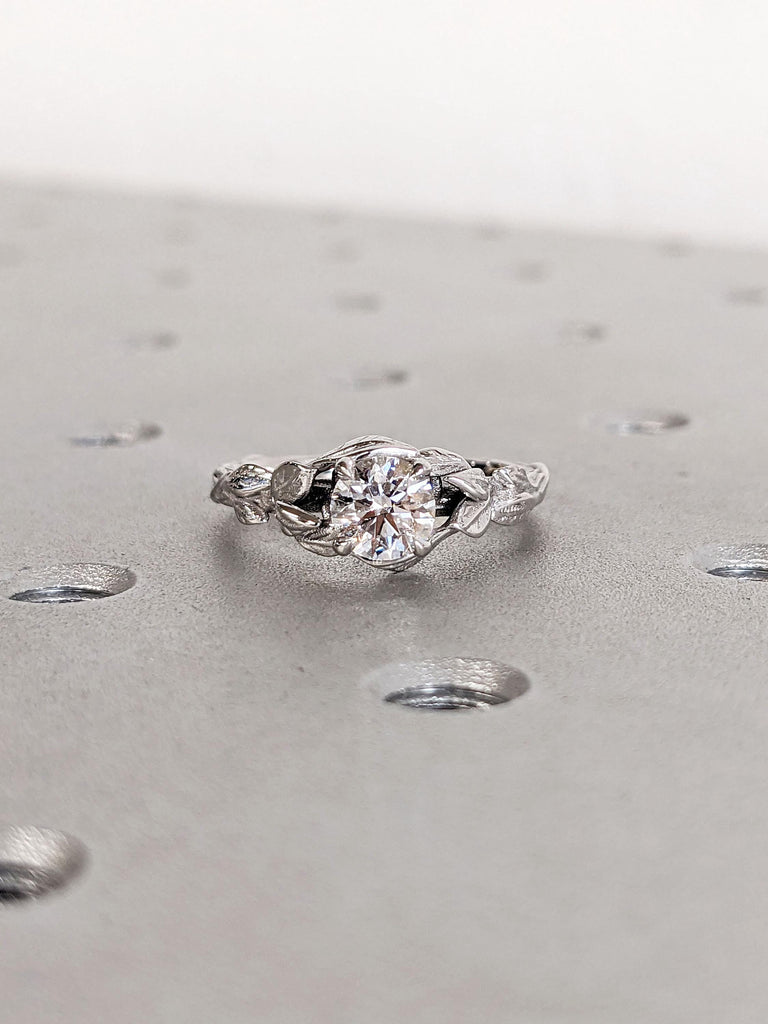 Nature Inspired Promise Anniversary Ring for Her | 0.5ct Moissanite Ring | Handmade Twigs and Branches Wedding Band