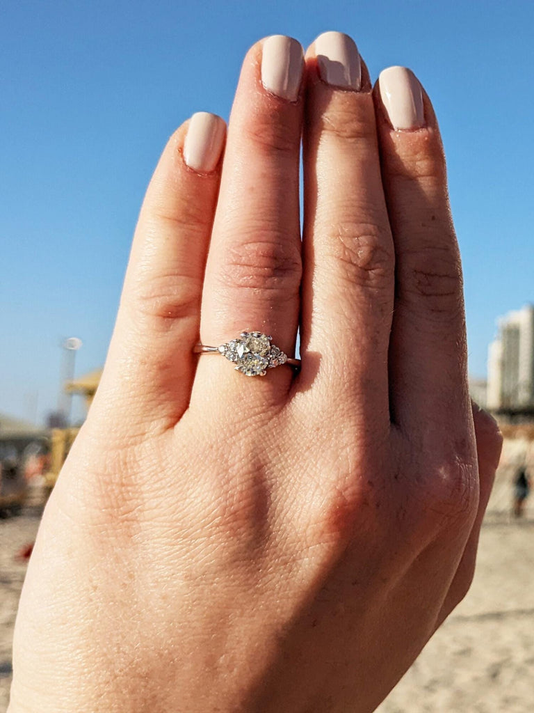 Oval Moissanite Engagement Ring | 14K Gold Engagement Ring | Vintage Engagement Ring, Oval Moissantie Dainty Ring | Anniversary Promise Ring