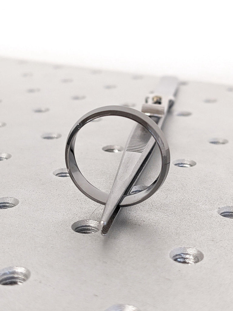 14K Black Gold Men's Beveled Edge Wedding Band 6MM | 14K Solid Gold Ring Simple Wedding Band | Polished Finish Gold Ring | Couples Ring