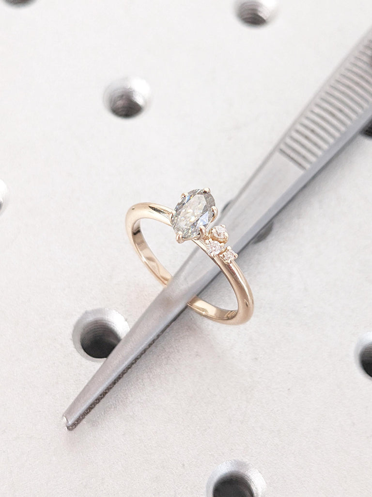Oval Lab Grown Diamond Ring, Gold Promise Ring