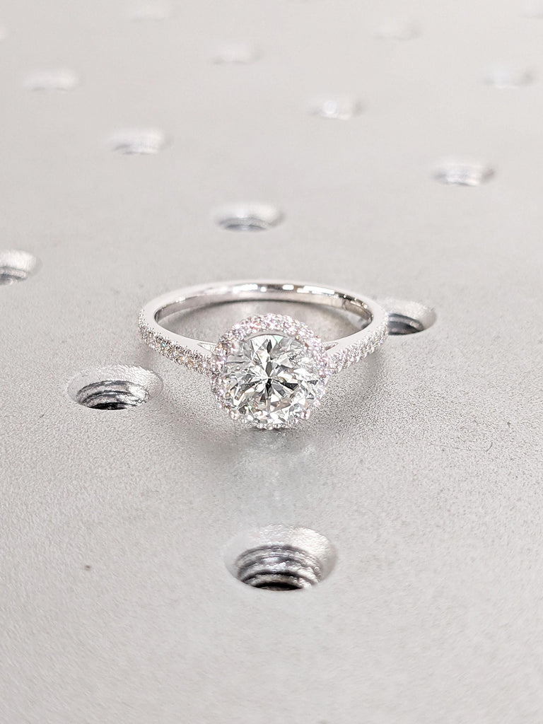 14k Gold Promise Ring for Her, Lab Grown Diamond Engagement Ring, Diamond Rings for Women, Engagement Gift for Her, Unique Diamond Halo Ring