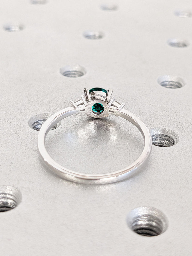 Thin Engagement Ring | 14k White Gold Lab Emerald Ring | Green Gemstone Engagement Ring | Promise Ring for Her | 1ct, 1.5 Carat, 2CT Emerald
