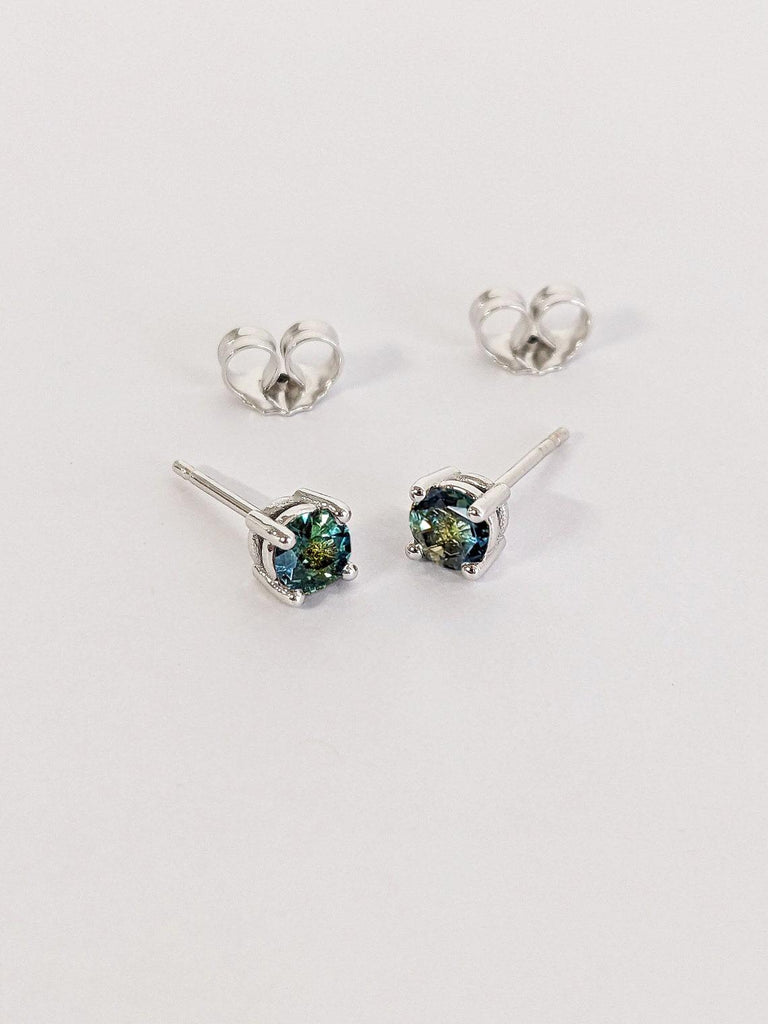 Natural Sapphire Solitaire Studs Earrings | Round Earrings Push Back | Screw Back Earrings Studs | Minimalist Earrings