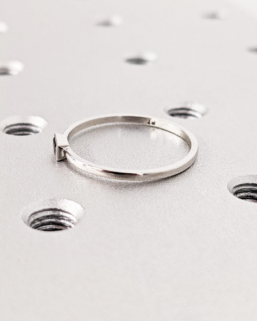 Baguette Diamond Band | Gray Diamond Baguette Ring | Bezel Set Baguette Salt and Pepper Diamond Wedding Band | Gold or Platinum Wedding Band
