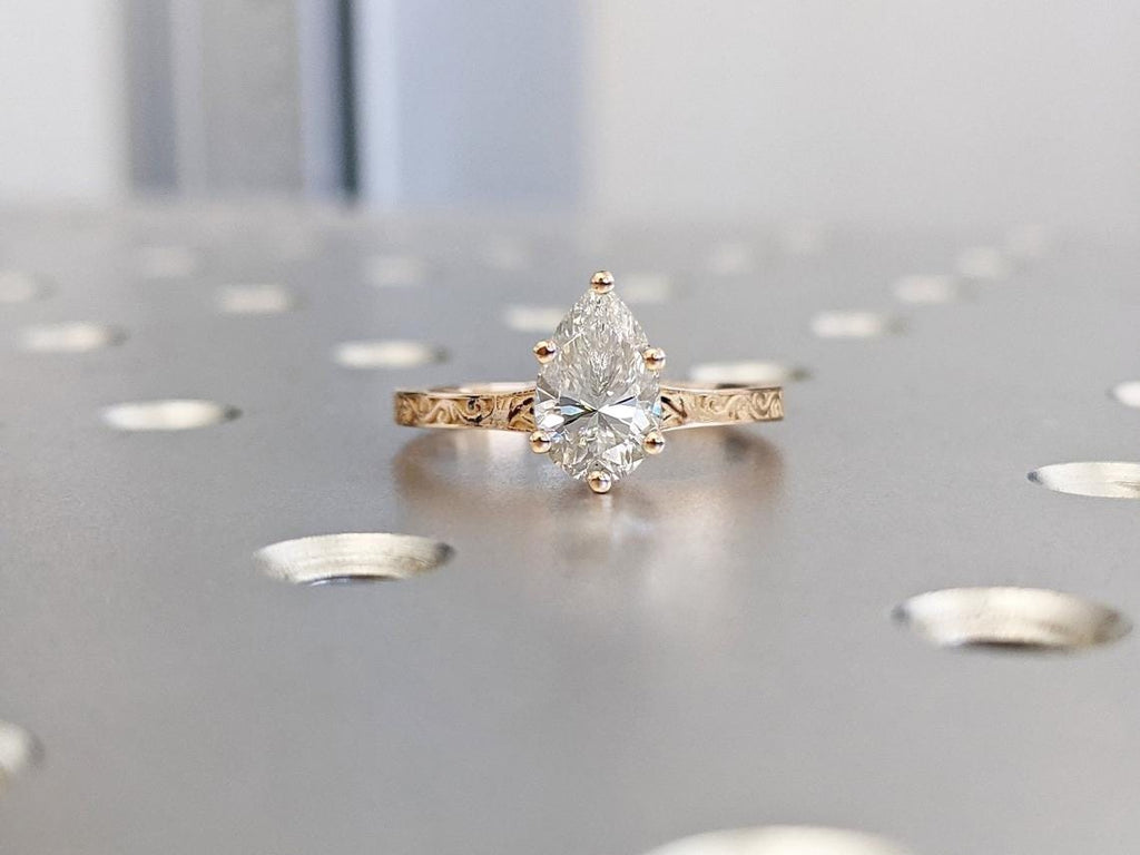 1 Carat IGI Diamond Engagement Ring | 2ct Certified Man Made Diamond | 14k 18k Rose Gold Ring