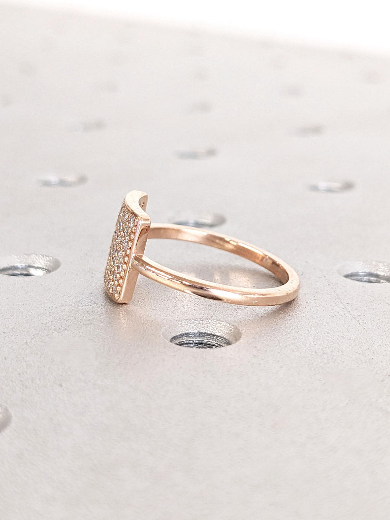 14k 18k Solid Gold Pave Signet Ring | Moissanite Pinky Rings for Women | VVS Lab Created Diamond Ring | Dainty Wedding Ring | Handmade Gifts