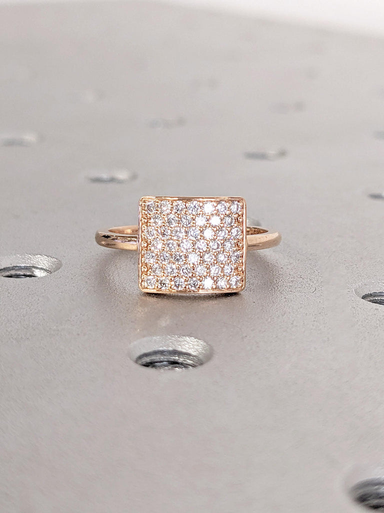 Lab Grown Diamond Cluster Ring | 14k Gold Rings for Women | Rose Gold Engagement Ring | Paved Diamond Pinky Ring