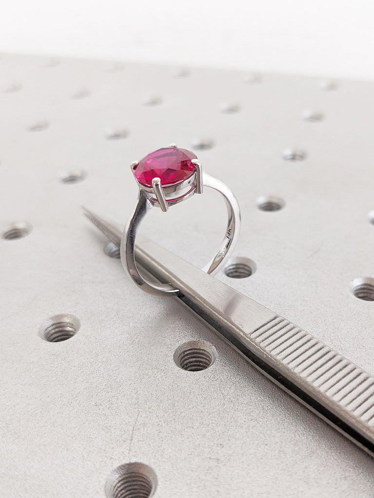 Ruby Engagement Ring, Vintage Ruby Ring, 14k Gold Ring, Lab Ruby Rings for Women, Ruby Birthstone Rings, Ruby Jewelry, Gold Statement Ring