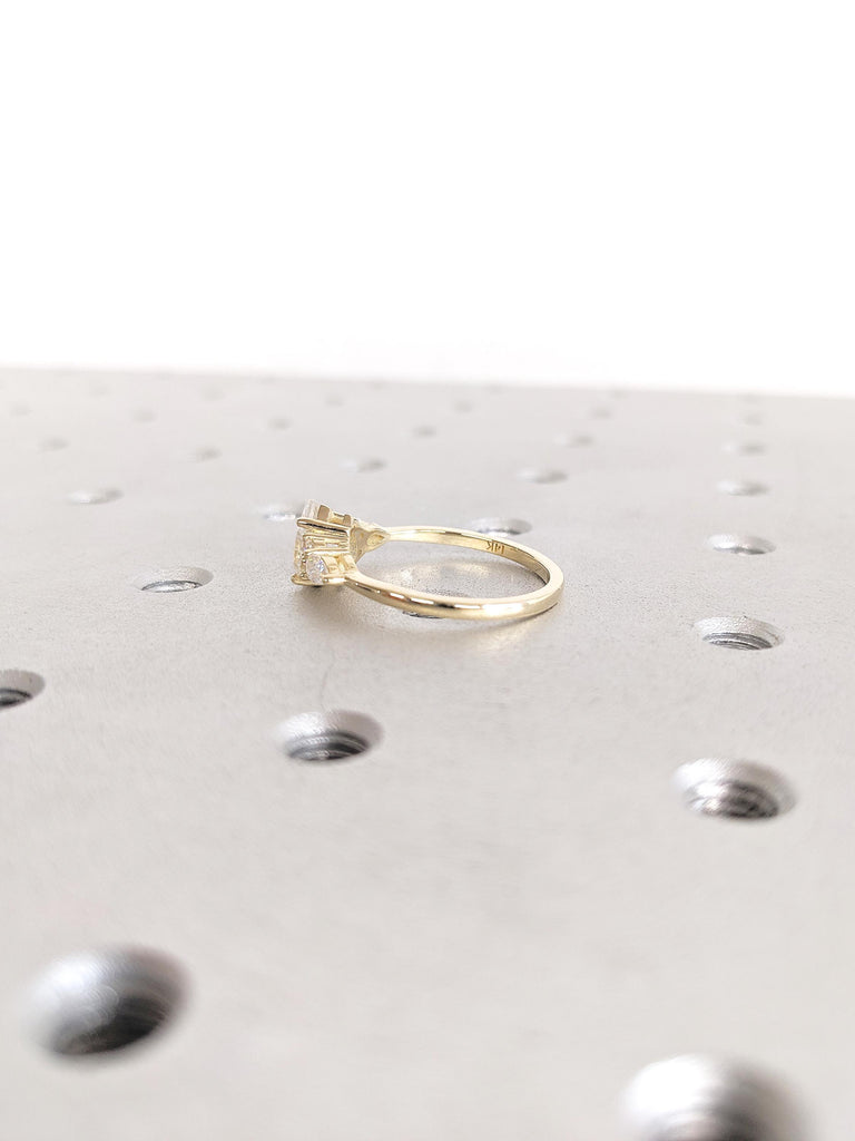 Art Deco Moissanite Engagement Ring, 14k Solid Gold Ring, Unique Pear Ring, Moissanite Rings for Women, Moissanite Cluster Ring, Custom Ring