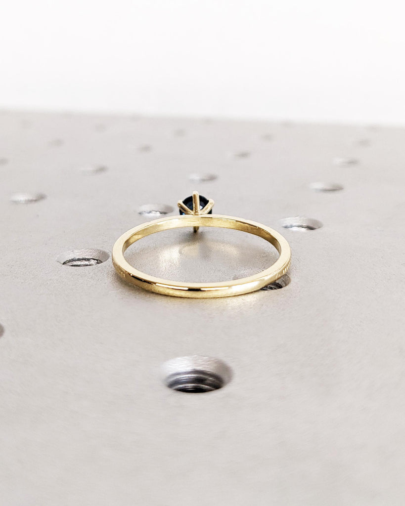 Round Cut Natural Teal Sapphire Ring, Beaded Band Dainty Engagement Ring, Peacock Blue Green Montana Sapphire, 14K Solid Gold Solitaire Ring