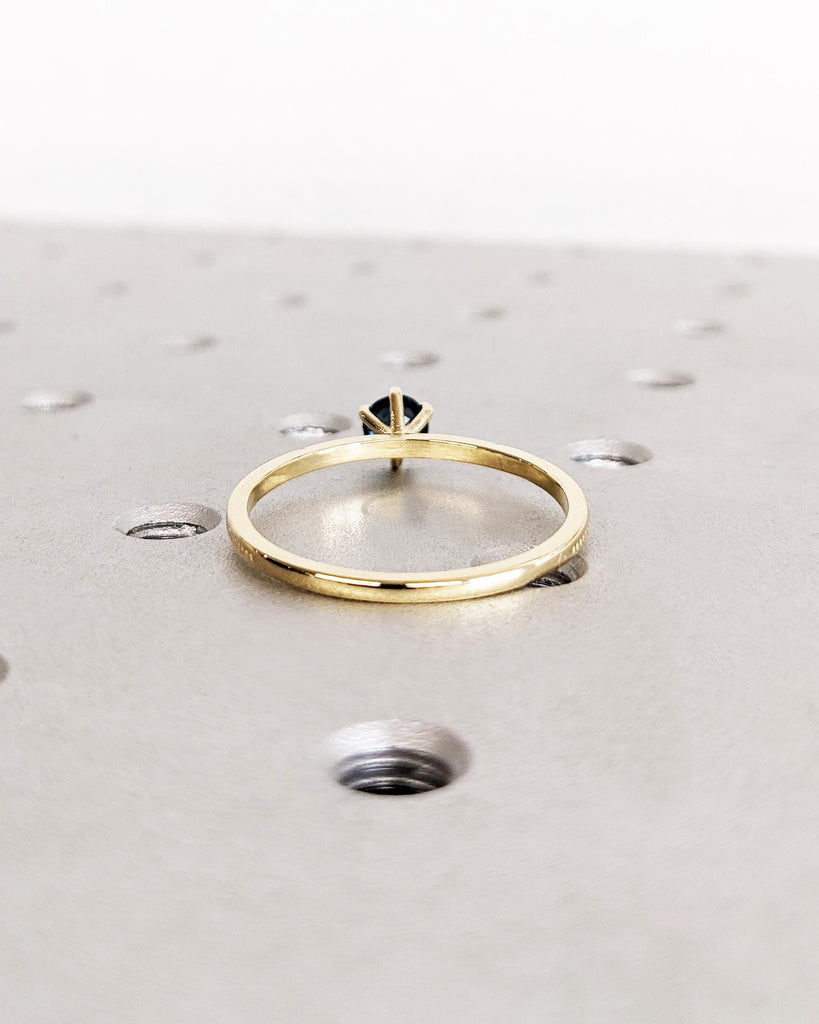 14K Gold Dainty Sapphire Engagement Ring | Peacock Sapphire Ring | Teal Sapphire, Montana Sapphire, Blue Green Sapphire Diamond Promise Ring