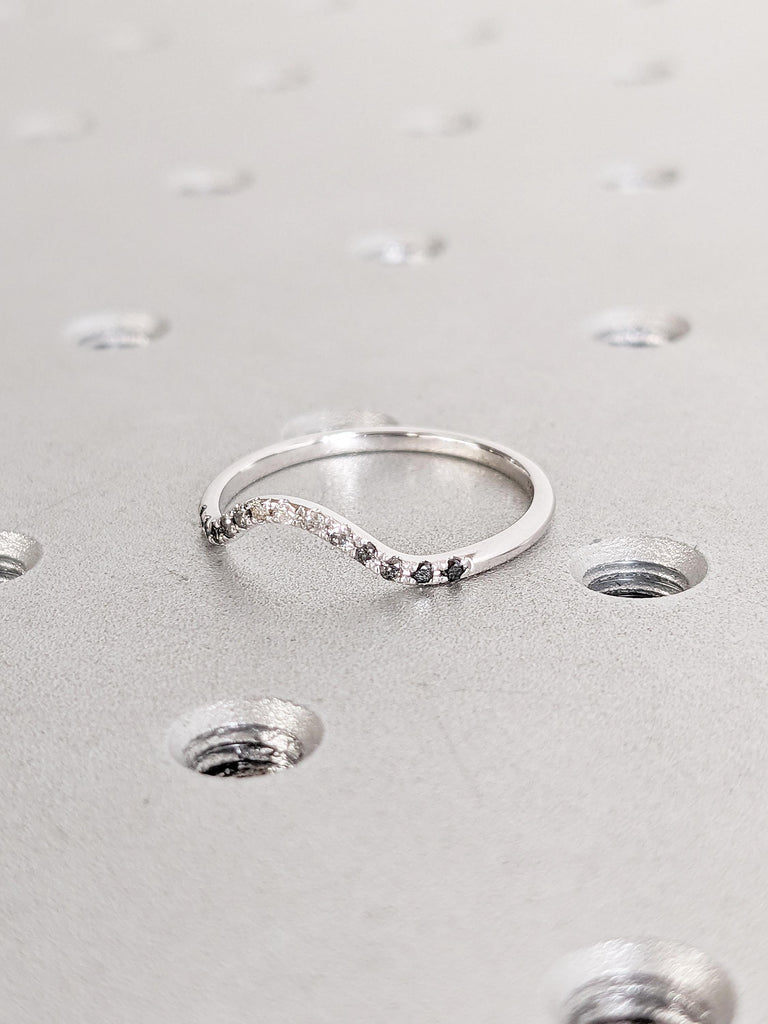 14k White Gold Ring, Ombre Diamond Wedding Band, Womens Wedding Band, Vintage Wedding Ring, Unique Wedding Band, Stacking Rings for Women