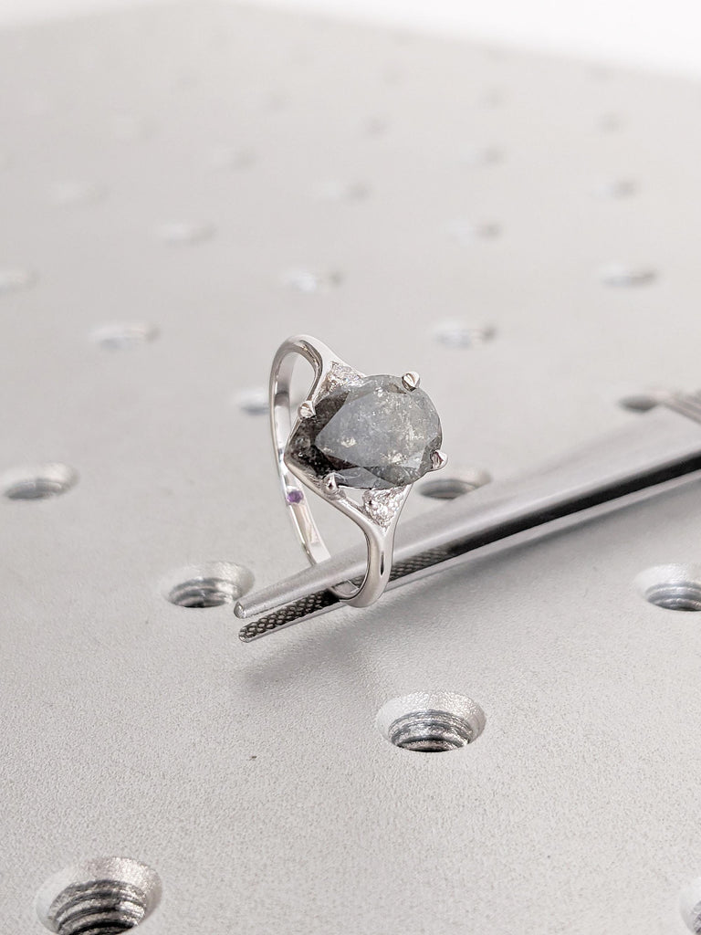 Salt and Pepper Diamond Ring, Split Shank Ring