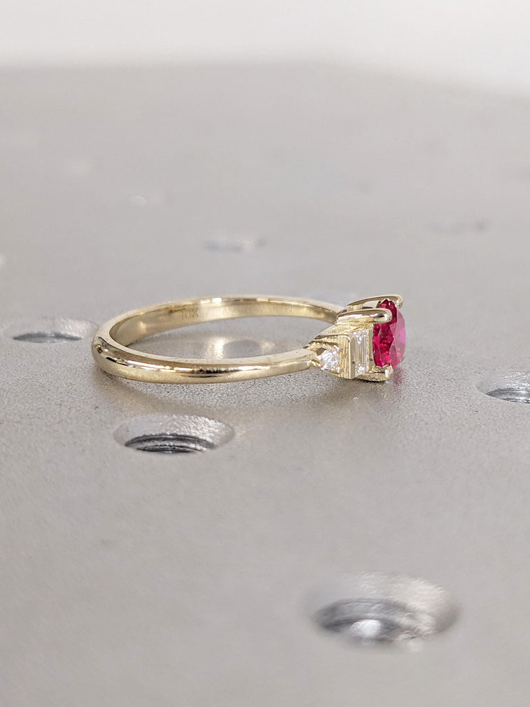 July Birthstone Ring Gift Round cut Lab Ruby | 0.5ct, 1 Carat Ruby Red Gemstone Wedding Anniversary Ring | 14k 18k Thin Gold Rings for Women