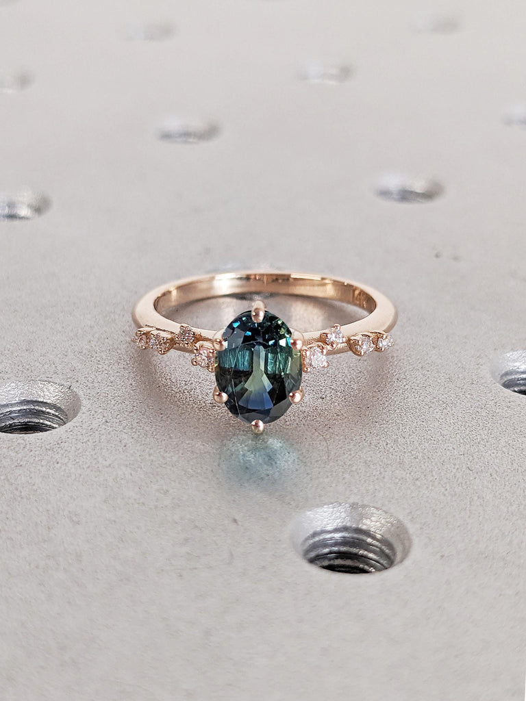 Oval Peacock Sapphire Ring