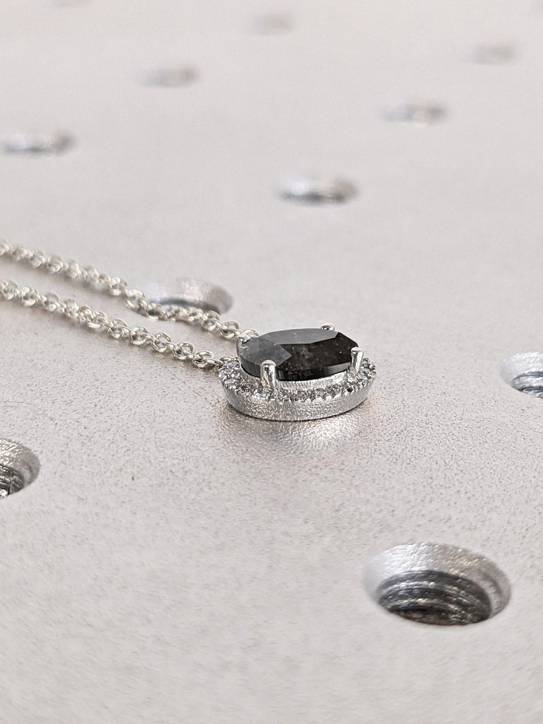 14k 18k White Gold Necklace | Everyday Wear Necklace | Natural Diamond Necklace | Solitaire Necklace | Halo Pendant