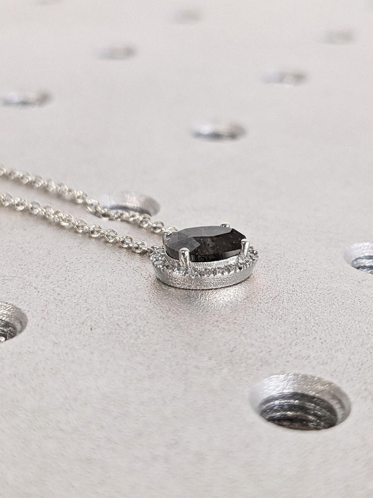 14k 18k White Gold Necklace | Everyday Wear Necklace | Natural Diamond Necklace | Solitaire Necklace | Halo Pendant