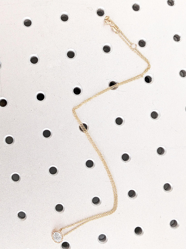 Rose Gold Dainty Necklace | D/F Color VS1 Lab Diamond Woman Necklace | Thin Real Gold Necklace for Her | Handmade Jewelry Birthday Gift