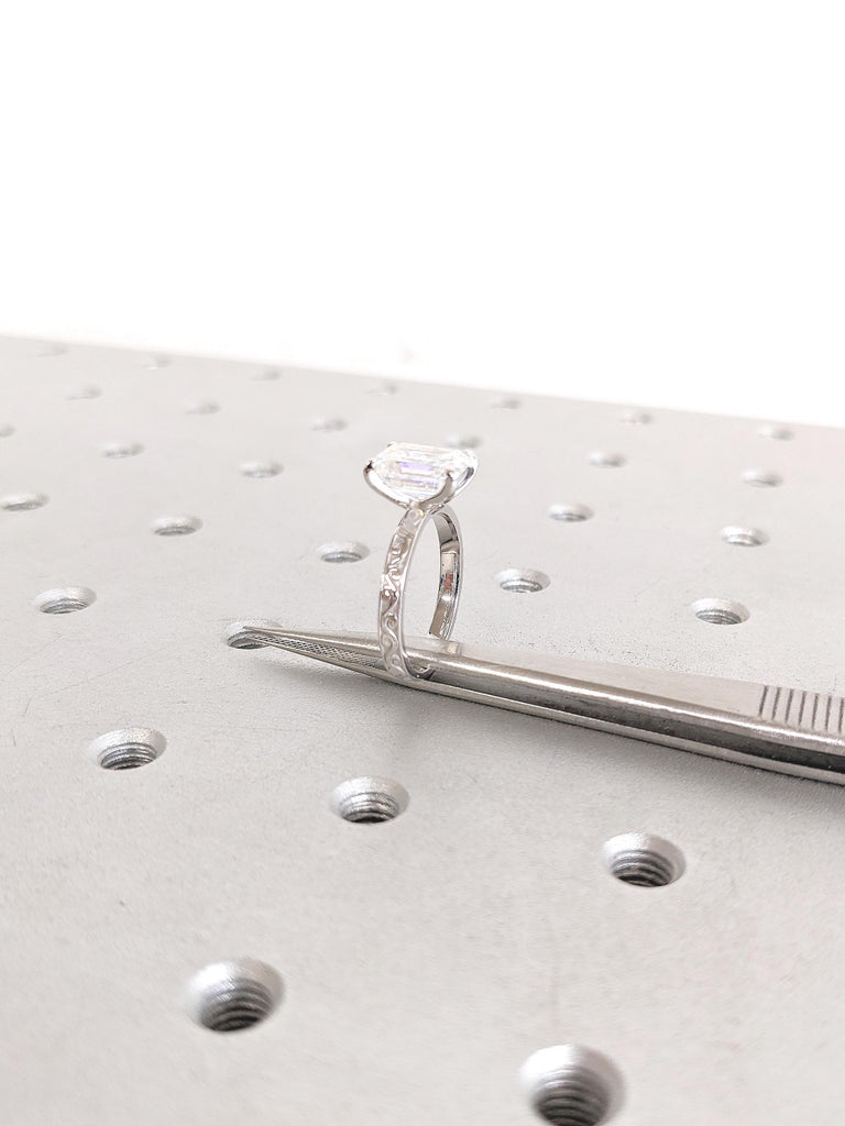 Emerald Cut Moissanite Ring for Women