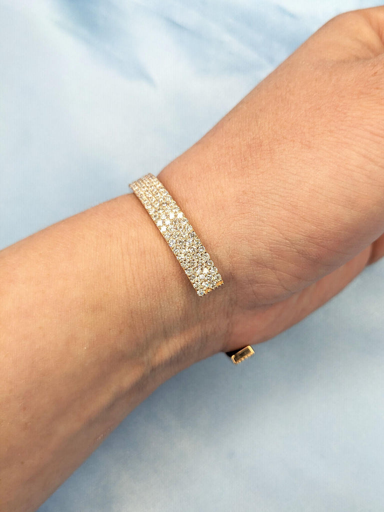Moissanite Cuff Bangle | Paved Diamond Bracelet