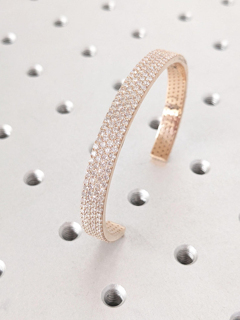 Rose Gold Bangle 14K Gold Lab Grown Diamond Bracelet | Lab Grown Bangle | Diamond Cuff Bangle | Gift For Her | Anniversary Gift For Her