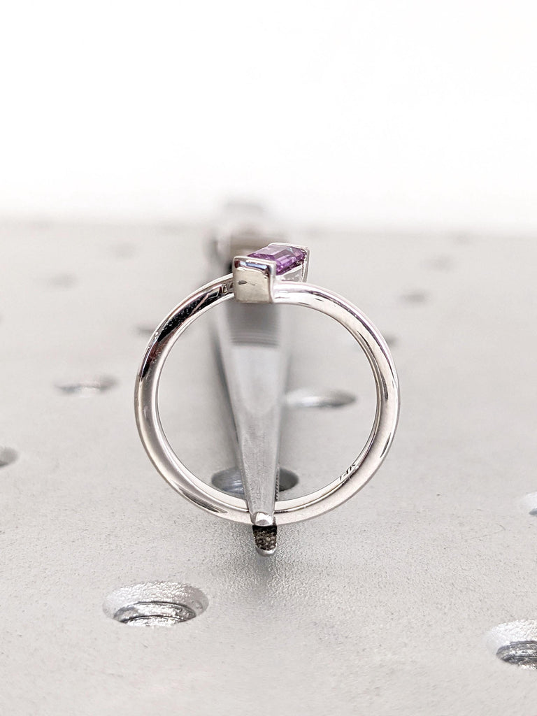 Dainty Alexandrite Ring | Handmade Modern Vintage Ring | 14k Solid White Gold Purple Alexandrite Ring | Women Engagement Ring | Gift for Her