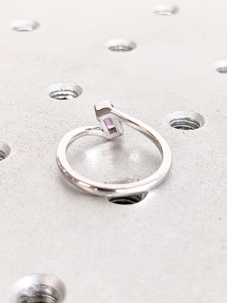 Dainty Alexandrite Ring | Handmade Modern Vintage Ring | 14k Solid White Gold Purple Alexandrite Ring | Women Engagement Ring | Gift for Her