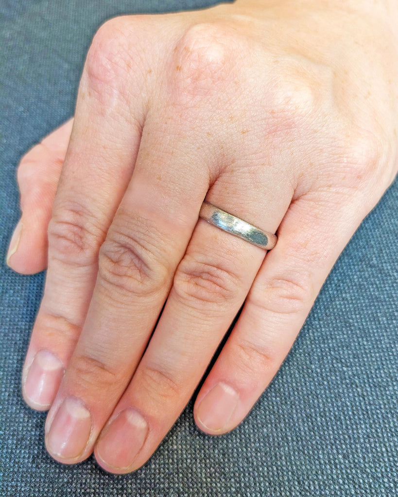 4mm Men's Wedding Ring, 14K White Gold Band, Unique Men's Wedding Band, Rustic Wedding Band, Handmade Textured Ring, Nature Tree Bark Ring